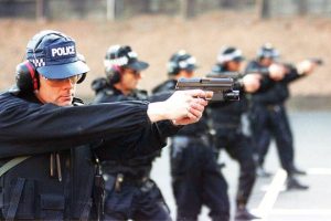 Police training on the gun range image